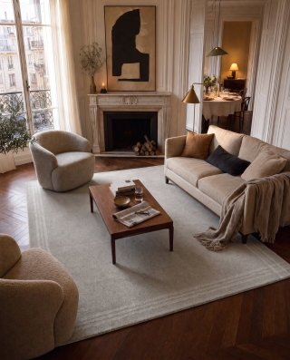 Tapis Liseret — Grège Ancien, en situation