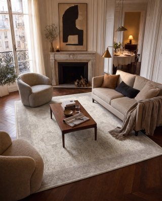 Tapis Auguste — Sable Doré, en situation