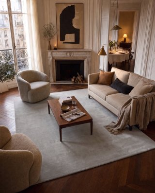 Tapis Satiné — Sable Doré, en situation
